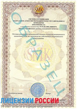 Образец сертификата соответствия (приложение) Элиста Сертификат ISO 13485